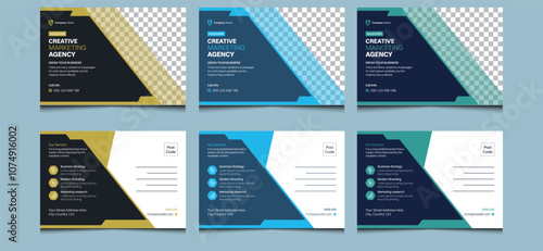 Simple invitation professional editable blue amazing stylish elegant clean minimal creative modern company corporate business marketing agency EDDM postcard design template.