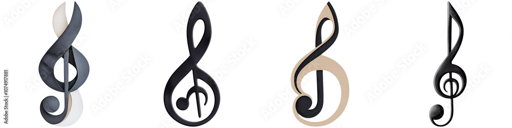 A collection of varying treble clef symbols in different styles and colors. A collection of varying treble clef symbols in different styles and colors.