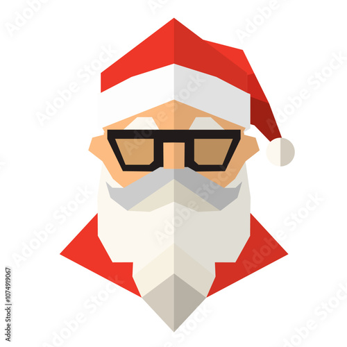 geometric flat santa claus logo design, minimal, christmas