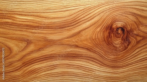 Detailed Close-Up of Wood Grain with Knot and Wavy Patterns photo