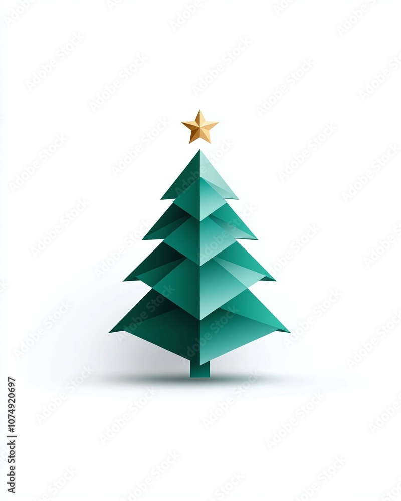 Vibrant geometric Christmas tree design with a golden star adornment representing holiday spirit in a minimalist style, perfect for festive decorations and celebrations. Vibrant geometric Christmas tree design with a golden star adornment representing holiday spirit in a minimalist style, perfect for festive decorations and celebrations.