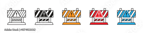 road barrier icon set. guardrail, under construction icon. vector illustration