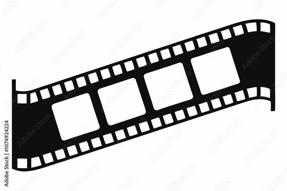 Obraz premium Filmstrip, Film strip vector icon, film strip frame silhouette vector illustration