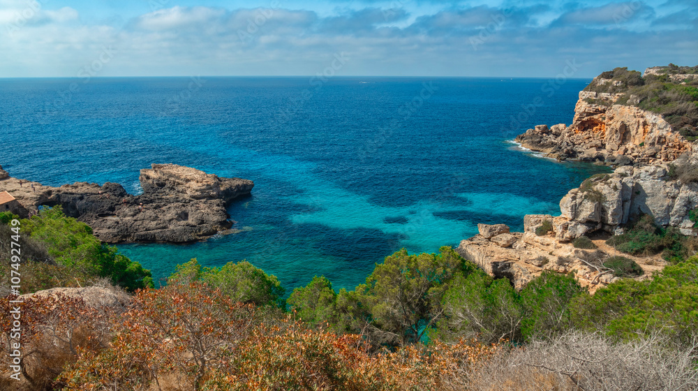 Cala S'Almunia, Santanyí, Mediterranean Sea, Mallorca, Islas Baleares, Spain, Europe Cala S'Almunia, Santanyí, Mediterranean Sea, Mallorca, Islas Baleares, Spain, Europe
