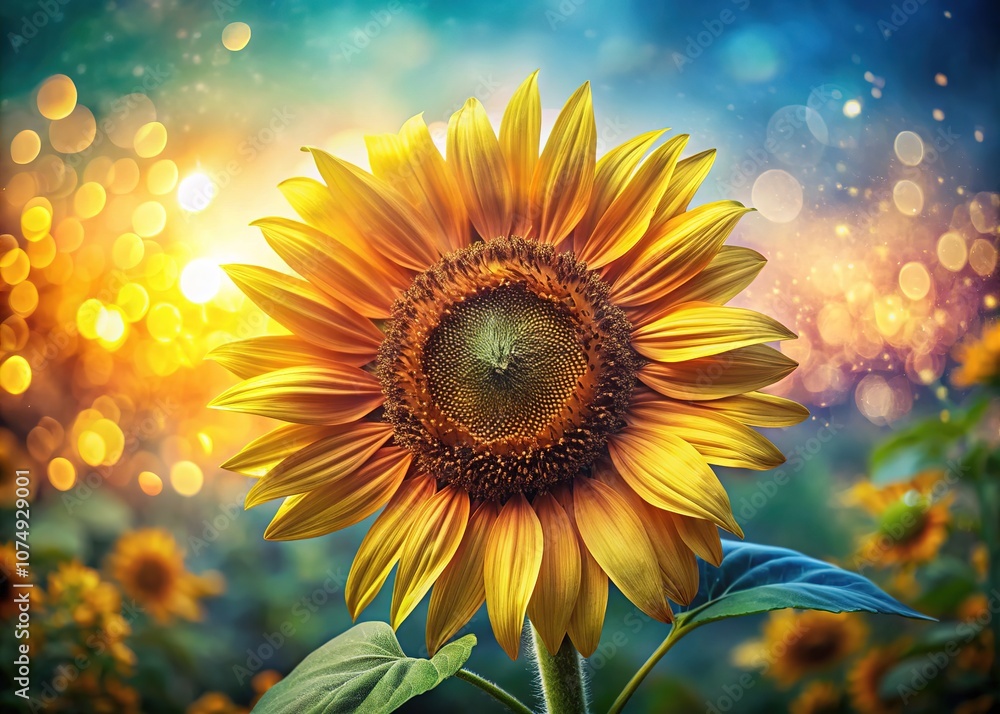Obraz premium Captivating sunflower profile, timeless botanical art decor.