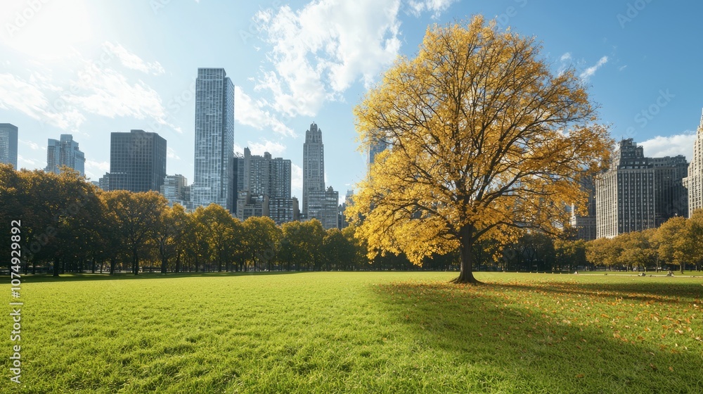 Climate Change Consequences: Trees Shedding Leaves Prematurely in Autumn City Park - Impact of Global Warming on Seasons Climate Change Consequences: Trees Shedding Leaves Prematurely in Autumn City Park - Impact of Global Warming on Seasons