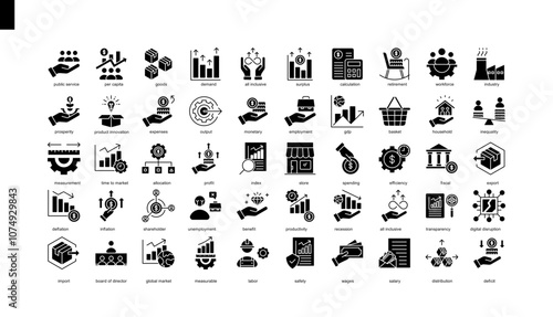 solid icon collection , Gross Domestic Product (GDP) business