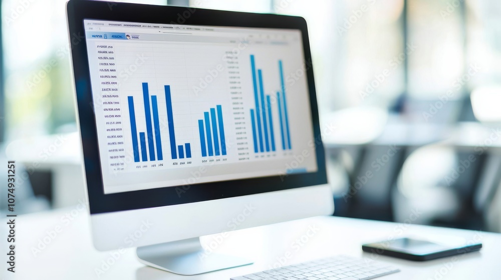 Business Data Analysis on Computer Monitor. Business Data Analysis on Computer Monitor.