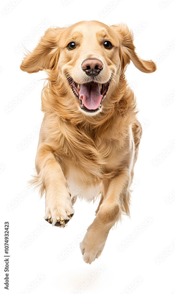 Dog running towards the camera isolated on white background Dog running towards the camera isolated on white background