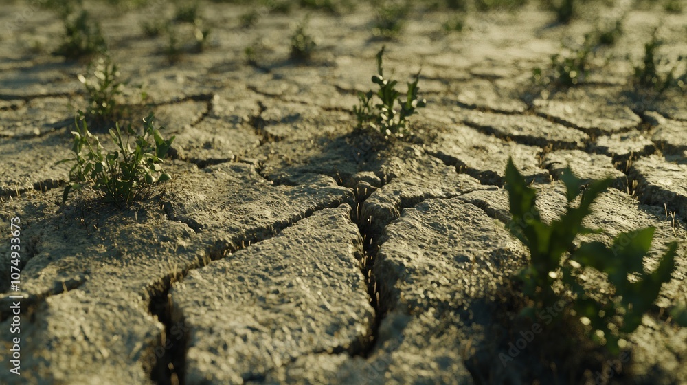 Urgent Call for Sustainable Water Management: Close-up of Drought-Affected Field Emphasizing Climate Change Impact Urgent Call for Sustainable Water Management: Close-up of Drought-Affected Field Emphasizing Climate Change Impact