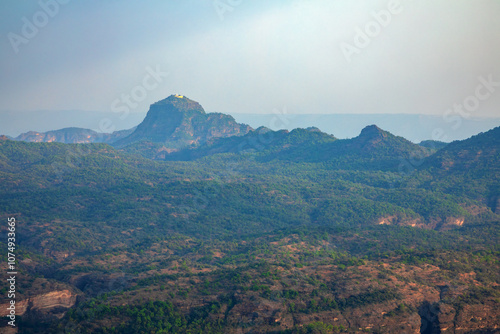 Beautiful Sunset view of satpura mountain range, View from Dhoopgarh, Pachmarhi, Madhya Pradesh, India. photo