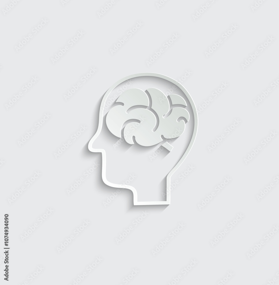 human head with brain vector icon human head with brain vector icon