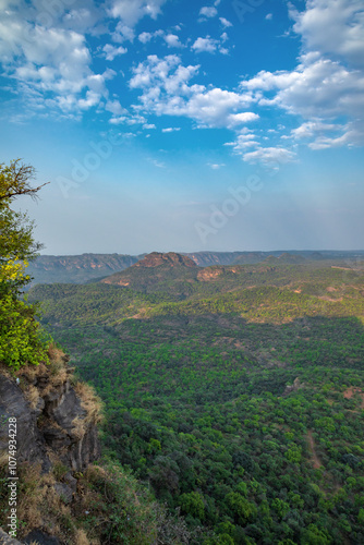Beautiful Sunset view of satpura mountain range, View from Dhoopgarh, Pachmarhi, Madhya Pradesh, India.