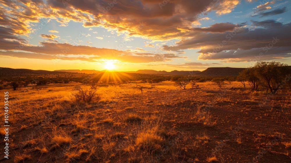 Resilience in Adversity: Stunning Sunset Over Drought-Stricken Landscape Emphasizing Climate Change Challenges Resilience in Adversity: Stunning Sunset Over Drought-Stricken Landscape Emphasizing Climate Change Challenges