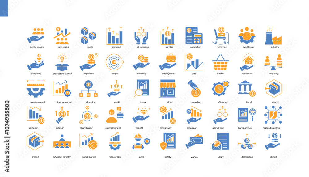 Fototapeta premium color icon collection , Gross Domestic Product (GDP) business