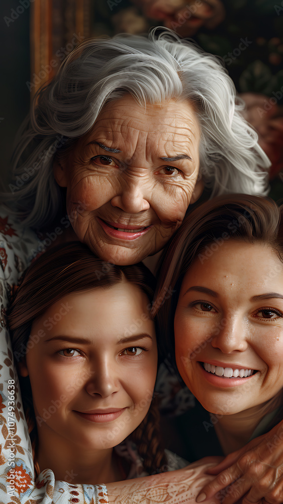 Warm Family Portrait of Smiling Generations Warm Family Portrait of Smiling Generations