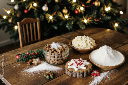 A festive table spread with Christmas treats