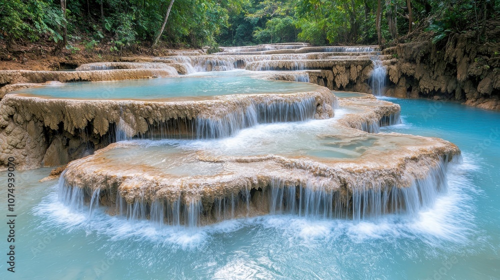 Naklejka premium Explore the environmental impact of pollution and mitigation strategies in natural waterfalls