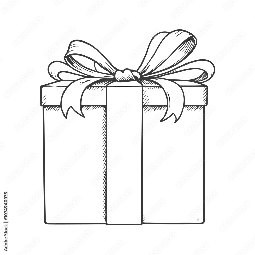 Vector Sketch Gift Box with Ribbon and Bow illustration Vector Sketch Gift Box with Ribbon and Bow illustration