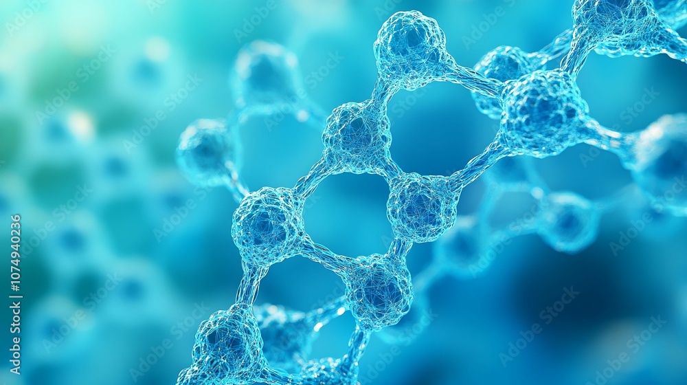 A Close-up of a Crystalline Molecular Structure in a Blue Background A Close-up of a Crystalline Molecular Structure in a Blue Background