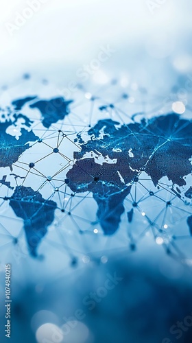 Wallpaper Mural A world map with connected lines representing global networking and communication. Torontodigital.ca