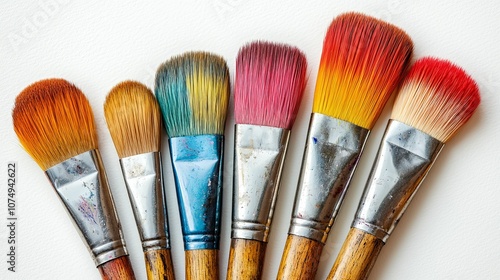 A Collection of Colorful Paintbrushes on a White Background