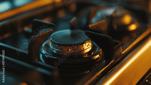 Close-up of a gas burner. photo