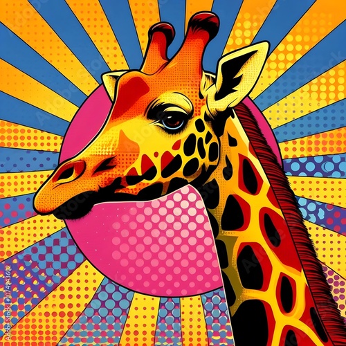 기린, 팝아트 (Giraffe, pop art) photo