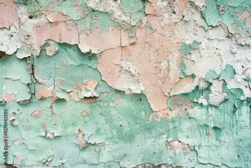 Peeling Paint Texture on Wall Close Up