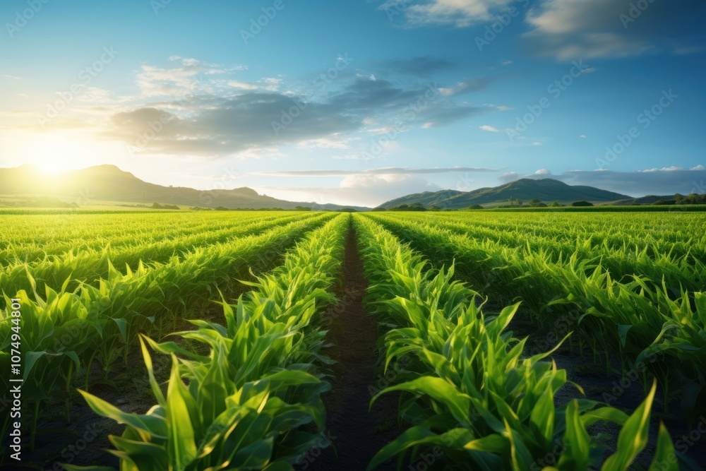Corn crops horizon agriculture landscape. Corn crops horizon agriculture landscape.