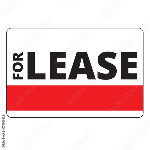 For lease sign with telephone number blank space on a white background