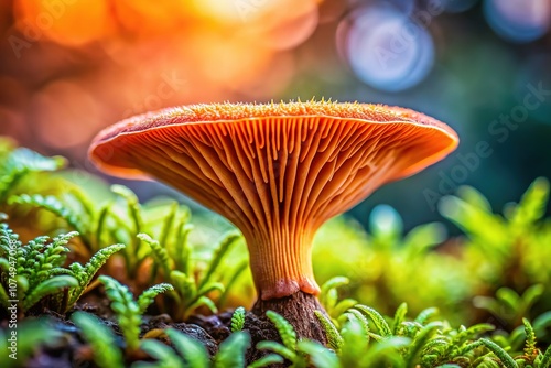 Hydnum rufescens, terracotta effect, tilted perspective. photo