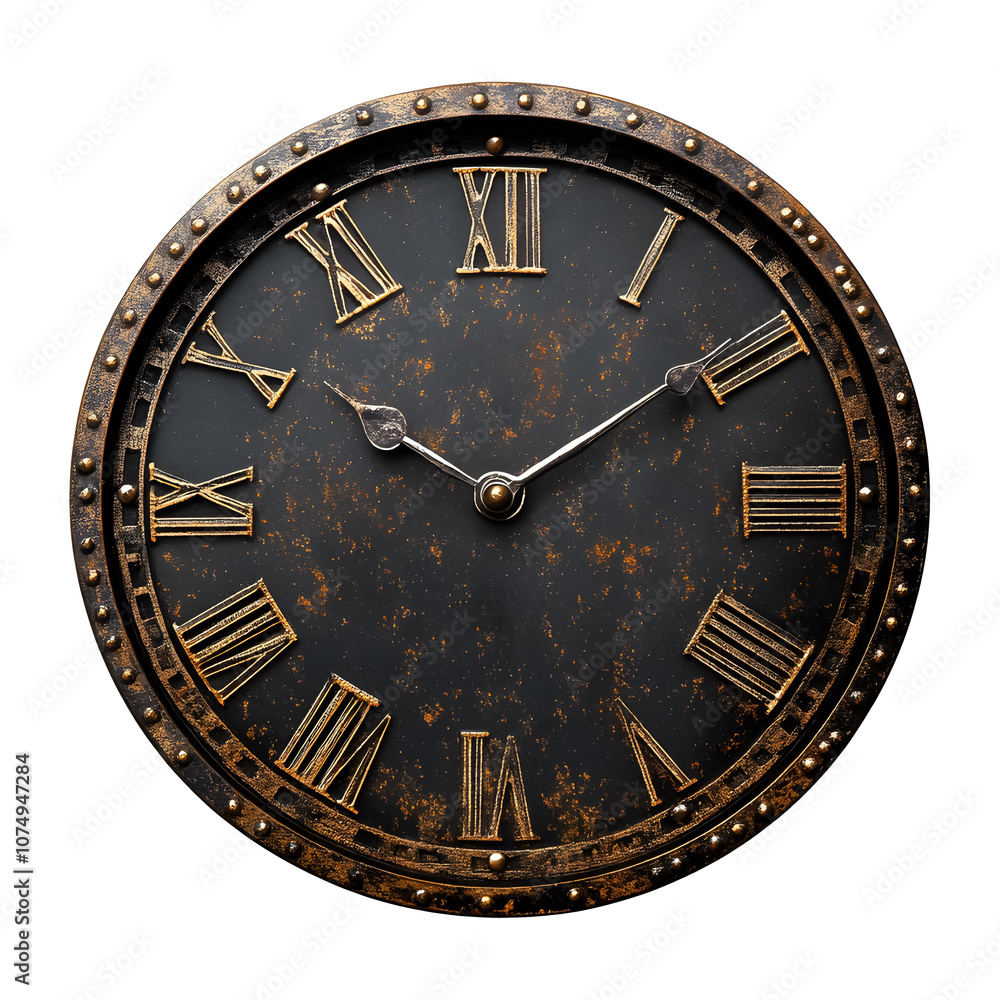Fototapeta premium Antique clock on a transparent background. isolated background.