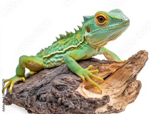 Wallpaper Mural A stunning chameleon with vibrant yellow and green colors, sitting on a brown branch. Torontodigital.ca