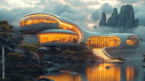 Futuristic House by the Lake