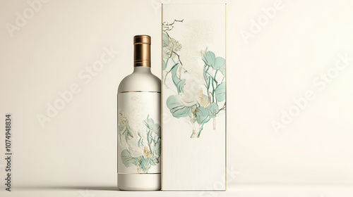 wine bottle and box packaging design, wine packaging, mock-up