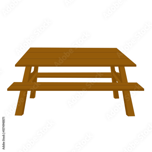 Table en bois d'extérieur sur fond blanc