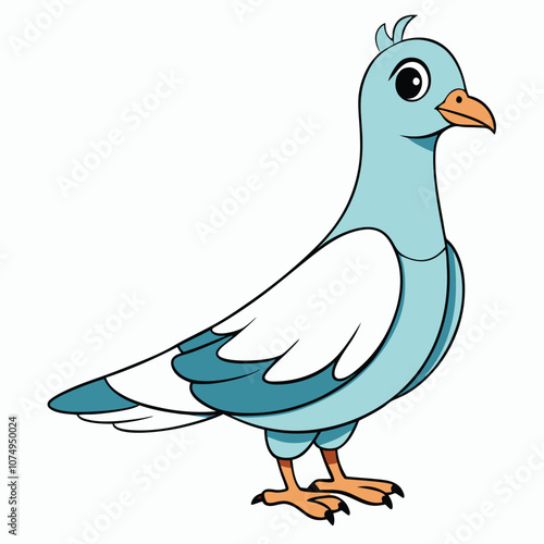 Dove vector illustration. Cute dove cartoon clipart, bird animal in flat style.