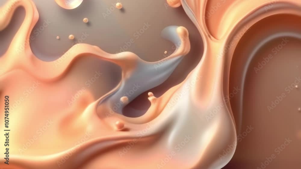 Organic shapes of milk and coffee in dynamic and abstract animation. Design element Organic shapes of milk and coffee in dynamic and abstract animation. Design element