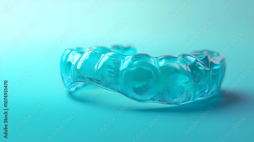 A close-up of a transparent dental retainer against a soft blue background, showcasing its unique design and clarity. A close-up of a transparent dental retainer against a soft blue background, showcasing its unique design and clarity.