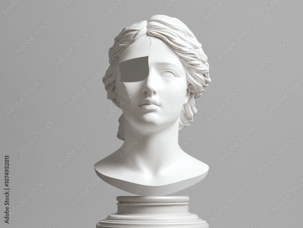 Classic bust of a Grecian beauty, digitally altered with a modern twist for contemporary art. Classic bust of a Grecian beauty, digitally altered with a modern twist for contemporary art.