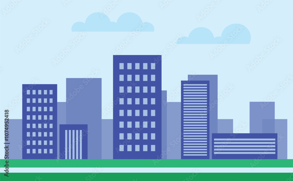 Cityscape with buildings and parkland. 2d Cartoon City Background with buildings. City illustration wallpaper. Cityscape with buildings and parkland. 2d Cartoon City Background with buildings. City illustration wallpaper.