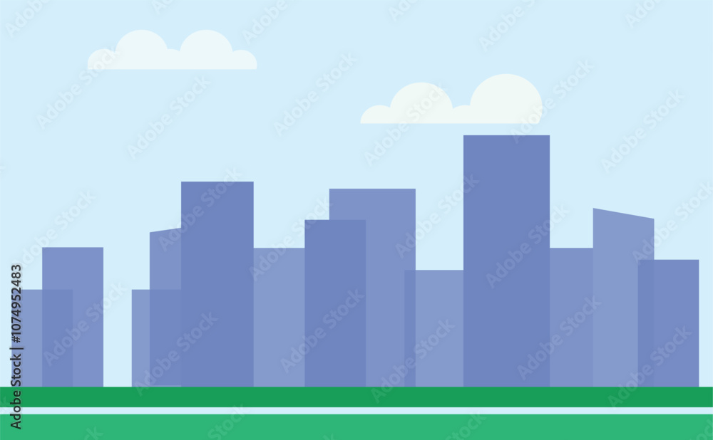 Cityscape with buildings and parkland. 2d Cartoon City Background with buildings. City illustration wallpaper. Cityscape with buildings and parkland. 2d Cartoon City Background with buildings. City illustration wallpaper.