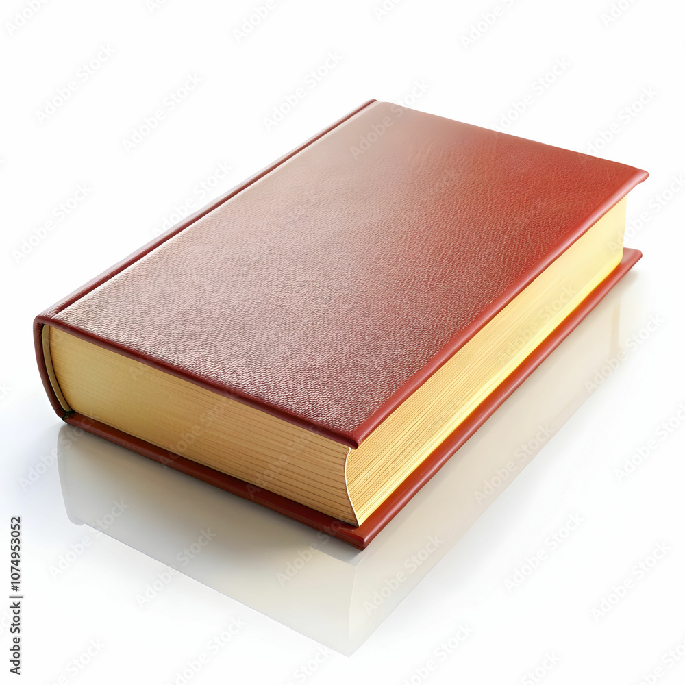 A closed book placed neatly on a white background A closed book placed neatly on a white background