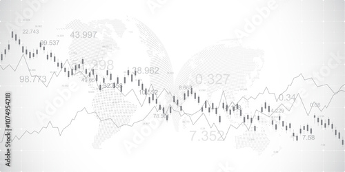 Stock market or Forex trading graph in graphic concept for financial investment or economic trends business idea design. Worldwide finance background. Vector illustration