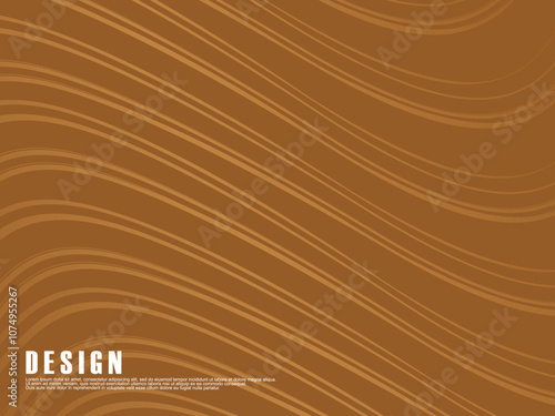 Abstract futuristic brown curved lines on brown background. Vector horizontal template for digital luxury business banner, contemporary formal invitation, luxury voucher, etc.