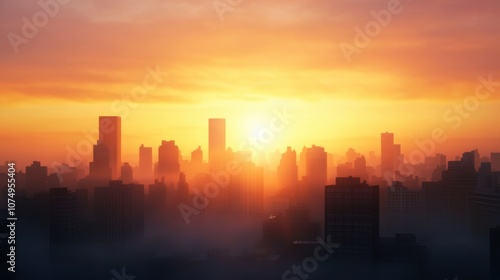 City skyline glows under stunning sunrise as day breaks