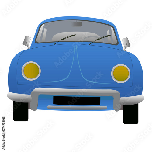 Véhicule de collection, de couleur bleue, vue de face	