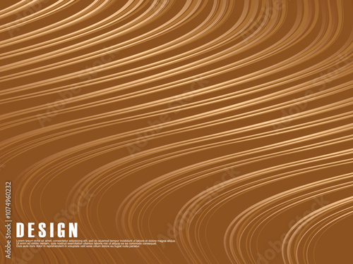 Abstract futuristic brown curved lines on brown background. Vector horizontal template for digital luxury business banner, contemporary formal invitation, luxury voucher, etc.