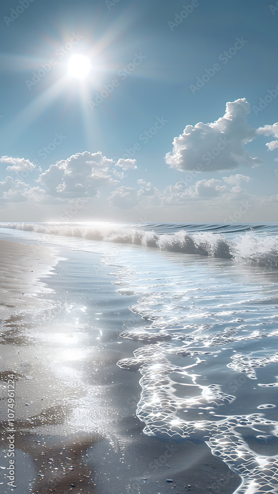 Fototapeta premium Bright Sunny Beach with Blue Sky